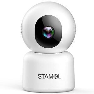 stamol security camera indoor, 2k wifi cameras for home security/baby monitor/dog/elderly, smart pet camera with phone app, motion detection, pan tilt, 2 way audio, tf card/cloud storage