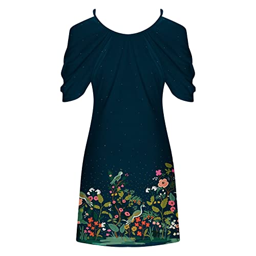 Church Dresses for Women 2023 Elegant Modest Summer Dresses Dressy 2023 Casual Sexy Cold Shoulder Scoop Neck Tunic Dress Butterfly Tshirt Sundress Plus Size