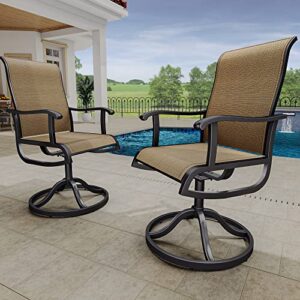 yitahome patio chairs set of 2, breathable swivel patio chairs for longer seating comfort, all weather outdoor patio chairs set ideal for backyard deck garden