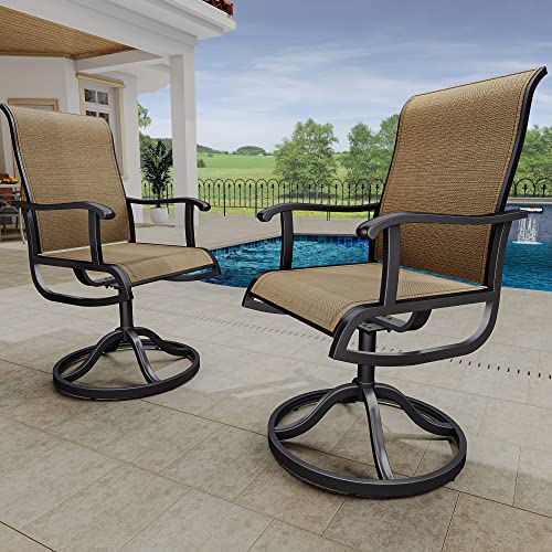 YITAHOME Patio Chairs Set of 2, Breathable Swivel Patio Chairs for Longer Seating Comfort, All Weather Outdoor Patio Chairs Set Ideal for Backyard Deck Garden