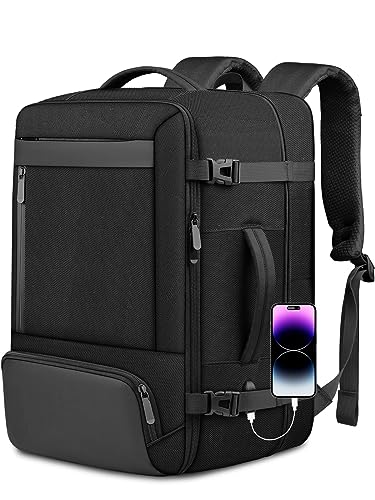 50L Large Travel Backpack for Men, Extra Large Carry On Backpack Airline Approved, Expandable Mens Backpacks Suitcase Luggage Backpack for Travel, 17 Inch Laptop Backpack Gifts for Men/Women, Black