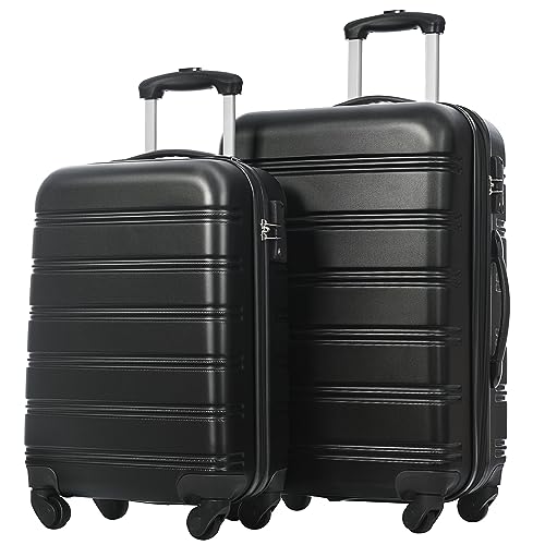 Merax Luggage Sets of 3 Piece Carry on Suitcase Airline Approved,Hard Case Expandable Spinner Wheels (Black)