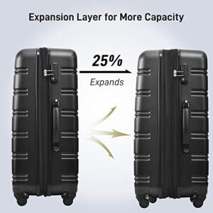 Merax Luggage Sets of 3 Piece Carry on Suitcase Airline Approved,Hard Case Expandable Spinner Wheels (Black)