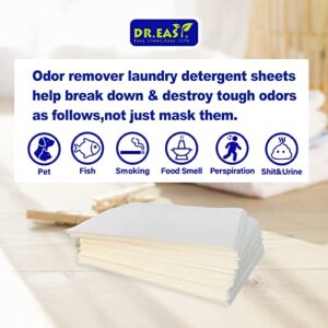 DR.EASY Odor Remover Laundry Detergent Sheets 240 loads Mountain Fresh,Easy To Carry Great For Travel,safe for pets,No mess No Dyes biodegradable formula