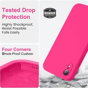 Vooii Compatible with iPhone XR Case, Upgraded Liquid Silicone with [Square Edges] [Camera Protection] [Soft Anti-Scratch Microfiber Lining] Phone Case for iPhone 10 XR 6.1 inch - Hot Pink