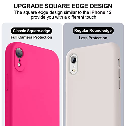 Vooii Compatible with iPhone XR Case, Upgraded Liquid Silicone with [Square Edges] [Camera Protection] [Soft Anti-Scratch Microfiber Lining] Phone Case for iPhone 10 XR 6.1 inch - Hot Pink