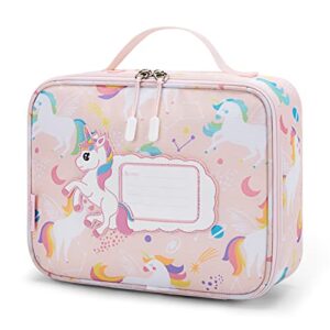 tourit kids lunch bag double insulated kids lunch box with id tags lightweight lunch bag for kids meal containers for boys & girls to school picnics, unicorn