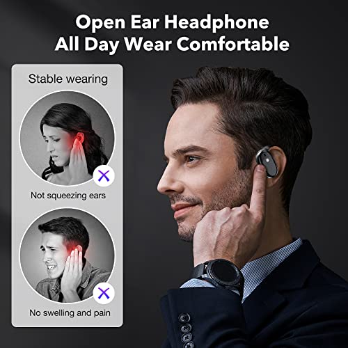 CNIOEPL Open Ear Headphones, Bluetooth 5.3 Wireless Headphones with 130 Degree Adjustable Earhooks, Noise Cancellation Headphone with Charging Case, Waterproof Open Ear Earbuds for Workout