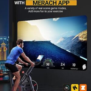 MERACH Exercise Bike, Bluetooth Stationary Bike for Home with Exclusive APP, Indoor Cycling Bike with Magnetic Resistance, 330lbs Weight Capacity, iPad Holder