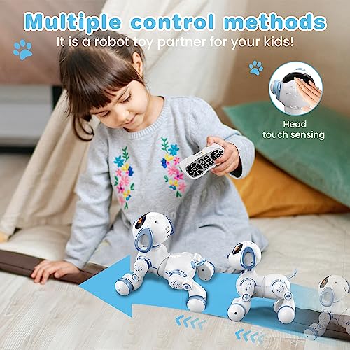 FUUY Robot Dog Toys Remote Control Dog Robot for Kids with Head Touch Sensing Function and Voice Control Programmable Robot Pet Imitates Animal Forms Toys for Boys 3-12 Birthday