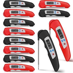 xuhal 12 pcs digital meat thermometer foldable waterproof kitchen cooking food thermometer bbq candy thermometer with magnet digital food probe for cooking kitchen beef accessories kitchen gadgets
