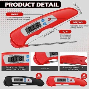 Xuhal 12 Pcs Digital Meat Thermometer Foldable Waterproof Kitchen Cooking Food Thermometer BBQ Candy Thermometer with Magnet Digital Food Probe for Cooking Kitchen Beef Accessories Kitchen Gadgets