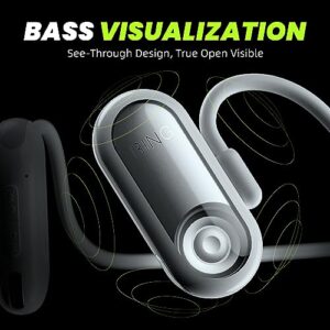 Mu6 Open-Ear Headphones Air Conduction Sound Visualisation See-through Design 16.2mm Drivers Coil for Visible Dynamic True Sound Quality, Sport Wireless Earphones Type-C 1.5Hr Fast Charge 9-10Hrs Play