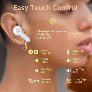 Pefone Wireless Bluetooth Earbuds,Active Noise Cancelling Wireless Earbuds Immersive Deep Bass ENC Earphones True Wireless in-Ear Earbuds