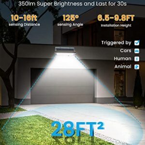 Solar Lights Outdoor Motion Sensor LED Solar Powered High Bright Stainless Steel Flood Lights IP68 Waterproof with 3 Lighting Modes for Wall, Yard, Porch and Garage(1 Pack)