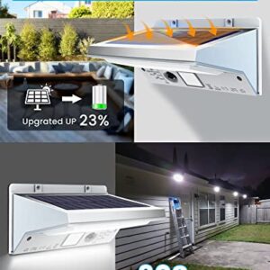 Solar Lights Outdoor Motion Sensor LED Solar Powered High Bright Stainless Steel Flood Lights IP68 Waterproof with 3 Lighting Modes for Wall, Yard, Porch and Garage(1 Pack)