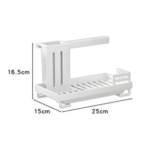 Leefasy Kitchen Sink Organizer Countertop, under Sink Rack, Large 2 Tier Kitchen Spice Rack, under Sink Organizers and Storage, for Brush Dishrag, White