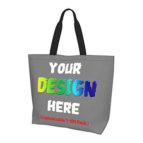 Custom Bag Personalized Bag Custom Gift Bags Design Your Own Bag Travel Bag Shopping Bag Customized Gifts Gray Tote Bag