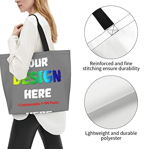 Custom Bag Personalized Bag Custom Gift Bags Design Your Own Bag Travel Bag Shopping Bag Customized Gifts Gray Tote Bag