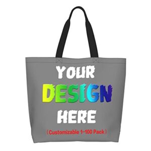 Custom Bag Personalized Bag Custom Gift Bags Design Your Own Bag Travel Bag Shopping Bag Customized Gifts Gray Tote Bag