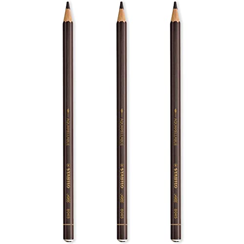STABILO All Watercolour Effect Pencil Pack of 3 Pencils - Brown