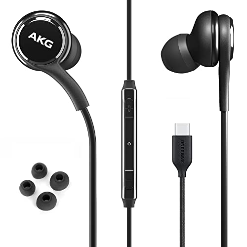 2022 Earbuds Stereo Headphones for Samsung Galaxy S22 S21 Ultra 5G, Galaxy S20 FE, Galaxy S10, S9 Plus, S10e, Note 10, Note 10+ - Designed by AKG - with Microphone and Volume Remote Type-C Connector