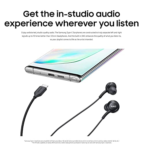 2022 Earbuds Stereo Headphones for Samsung Galaxy S22 S21 Ultra 5G, Galaxy S20 FE, Galaxy S10, S9 Plus, S10e, Note 10, Note 10+ - Designed by AKG - with Microphone and Volume Remote Type-C Connector