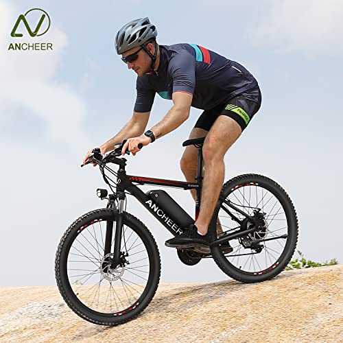 ANCHEER 500W Electric Bike 26'' Gladiator Electric Mountain Bike, 48V 10.4Ah Removable Battery, Up to 50 Miles, 3.5H Fast Charge, Cruise Control, Lockable Suspension Fork, 21Speed Ebike for Adults