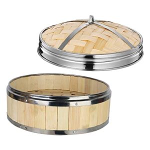 Zerodeko 1pc Bamboo Steamer Asian Cookware Rice Cooker Steamer Asian Vegetables Sticky Rice Basket Vegetable Steamer Basket Wooden Food Steamer Kitchen Cooking Bamboo Steamer Cooking Tool