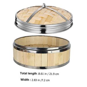 Zerodeko 1pc Bamboo Steamer Asian Cookware Rice Cooker Steamer Asian Vegetables Sticky Rice Basket Vegetable Steamer Basket Wooden Food Steamer Kitchen Cooking Bamboo Steamer Cooking Tool