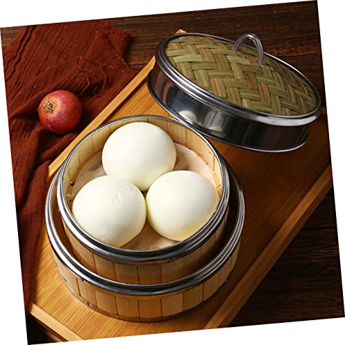 Zerodeko 1pc Bamboo Steamer Asian Cookware Rice Cooker Steamer Asian Vegetables Sticky Rice Basket Vegetable Steamer Basket Wooden Food Steamer Kitchen Cooking Bamboo Steamer Cooking Tool