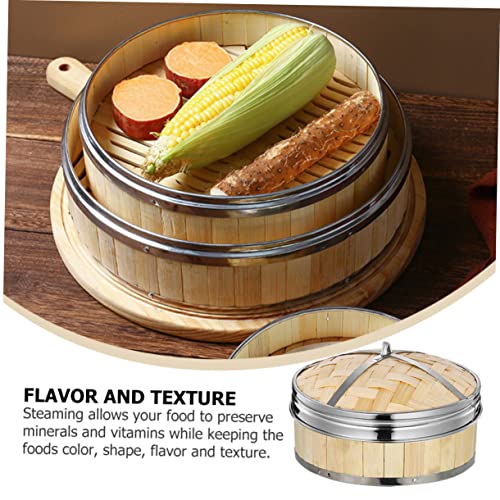 Zerodeko 1pc Bamboo Steamer Asian Cookware Rice Cooker Steamer Asian Vegetables Sticky Rice Basket Vegetable Steamer Basket Wooden Food Steamer Kitchen Cooking Bamboo Steamer Cooking Tool