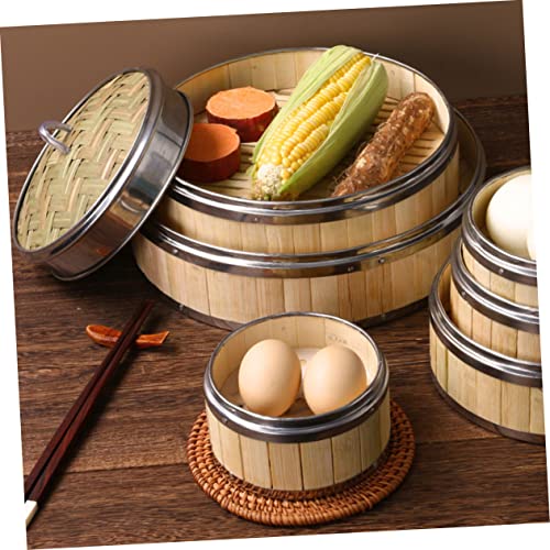 Zerodeko 1pc Bamboo Steamer Asian Cookware Rice Cooker Steamer Asian Vegetables Sticky Rice Basket Vegetable Steamer Basket Wooden Food Steamer Kitchen Cooking Bamboo Steamer Cooking Tool