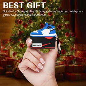 Silicone Case with Keychain Compatible with Air pods Pro 2nd/1st Generation Case, Cute 3D Basketball Shoes Box Soft Silicone Protective Cover for Men Women (Dark Blue)