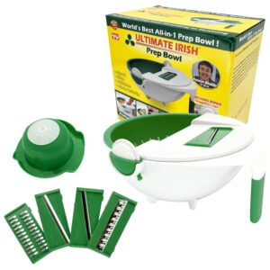 ultimate irish prep bowl - ronnie neville’s original as seen on tv salad preparation and rinsing bowl, vegetable slicer salad maker kitchen tools to shred/slice/rinse, kitchen tool salad cutter bowl
