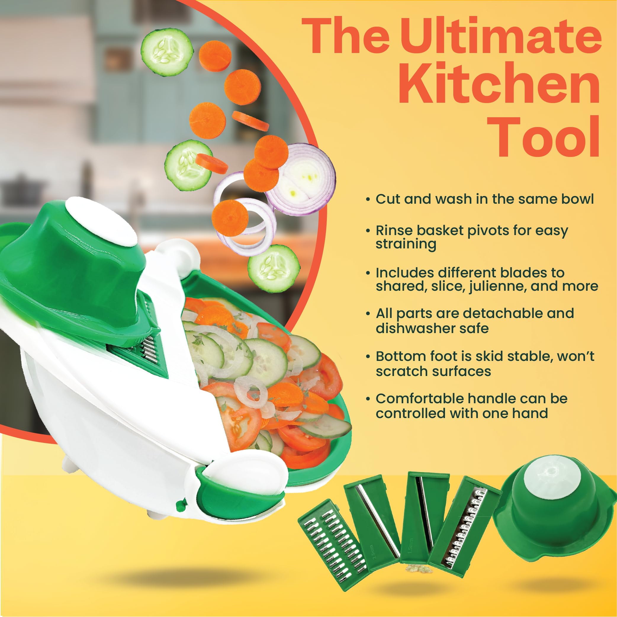 Ultimate Irish Prep Bowl - Ronnie Neville’s Original as Seen on TV Salad Preparation and Rinsing Bowl, Vegetable Slicer Salad Maker Kitchen Tools to Shred/Slice/Rinse, Kitchen Tool Salad Cutter Bowl