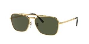 ray-ban new caravan rb3636 919631 55mm legend gold/green square sunglasses for men for women + bundle with designer iwear eyewear kit