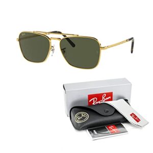 Ray-Ban New Caravan RB3636 919631 55MM Legend Gold/Green Square Sunglasses for Men for Women + BUNDLE With Designer iWear Eyewear Kit