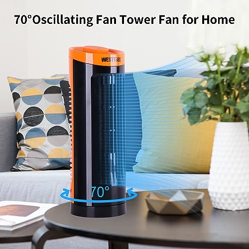 WESTTREE Fans for Home,Tower Fan with 3 Speeds & Oscillation, 70°Oscillating Tower Fan Cooling Bladeless Fan for Bedroom, 13Inch Personal Desk Tower Fan Stand-up for Office Desktop TF2202