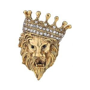 crown pel pin for men,vintage lapel pin for men suits enamel backpacks pins coat jacket lion king crown pin graduation dress crystal brooch badge (old gold)