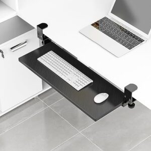 alfd suoke Keyboard Tray Under Desk, Pull out Keyboard & Mouse Tray with Sturdy C-Clamp, Slide Out Keyboard Platform, Adjustable Height Keyboard Drawer, 29.5'' x 9.4''
