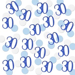 blue glitter 30 confetti, 30th birthday number confetti, 200pcs anniversary party table decoration supplies
