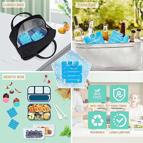 KUBYA Bento Box Lunch Box Kit, 1300ML Lunch Container Leak-Proof 4 Compartment With Ice Packs, Reusable Lunch Bag, Food Bags, Sauce Cups, Durable Lunch Box Microwave Freezer Safe