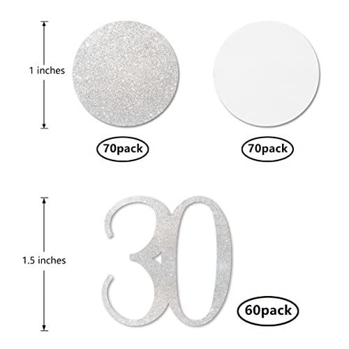Silver Glitter 30 Confetti, 30th Birthday Number Confetti, 200pcs Anniversary Party Table Decoration Supplies