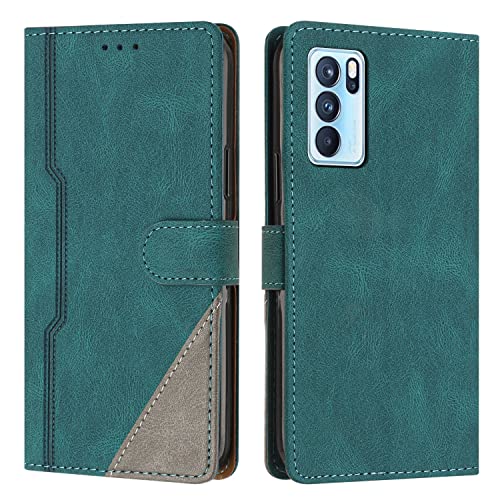 Phone Case Cover Compatible with Oppo Reno 6Pro 5G Case, Reno 6Pro 5G Wallet Case Slim PU Leather Phone Case Flip Folio Leather Case Card Holders Shockproof Protective Case with Wrist Strap Bags Sleev