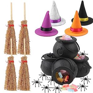 foimas 37pcs mini witch hats black candy cauldron and witch brooms for halloween dollhouse craft accessories table decoration supply