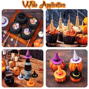 FOIMAS 37pcs Mini Witch Hats Black Candy Cauldron and Witch Brooms for Halloween Dollhouse Craft Accessories Table Decoration Supply