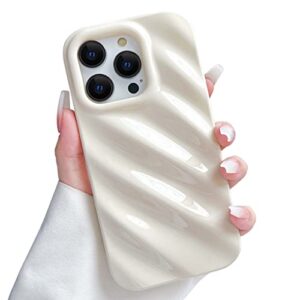 skyseaco compatible with iphone 14 pro max phone case luxury 3d water ripple shape pattern camera lens protection shockproof soft tpu case for women girls slim phone case (white)