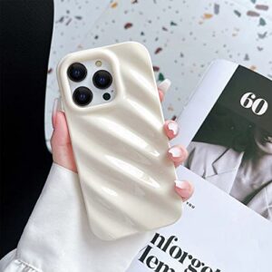 Skyseaco Compatible with iPhone 14 Pro Max Phone Case Luxury 3D Water Ripple Shape Pattern Camera Lens Protection Shockproof Soft TPU Case for Women Girls Slim Phone Case (White)