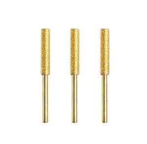 3/4/5/6pcs diamond coated cylindrical burr 4/4.8/5.5mm chainsaw sharpener stone file chain saw sharpening carving grinding tools (color : gold 3pcs set 3, size : /)